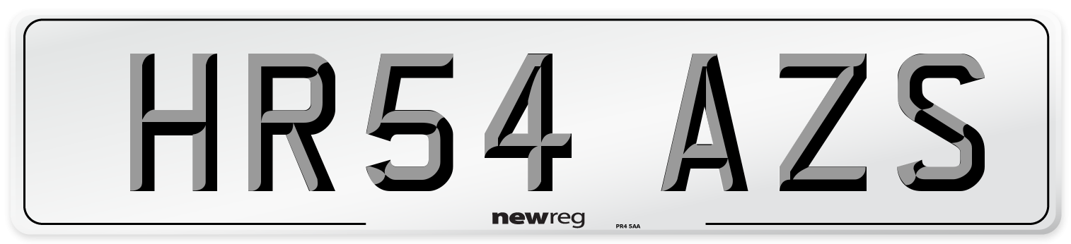 HR54 AZS Number Plate from New Reg